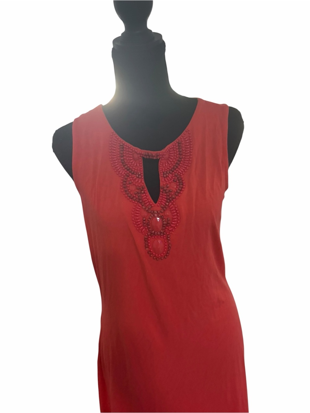 Dana Buchman Coral Embellished V Neck Summer Dress size Small